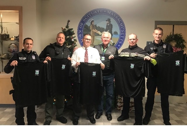Sgt. O’Brien and Scituate Police Officers proudly display their No Shave November t-shirts