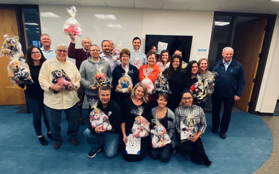 Hayes Management in Wellesley, Mass held a Team Building Project today, making Teddy Bears for CFKWC.