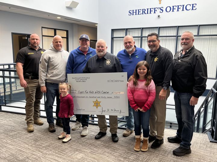 County of Plymouth Sheriff office give very generous donation of $8,647.00 that they raised for NSN