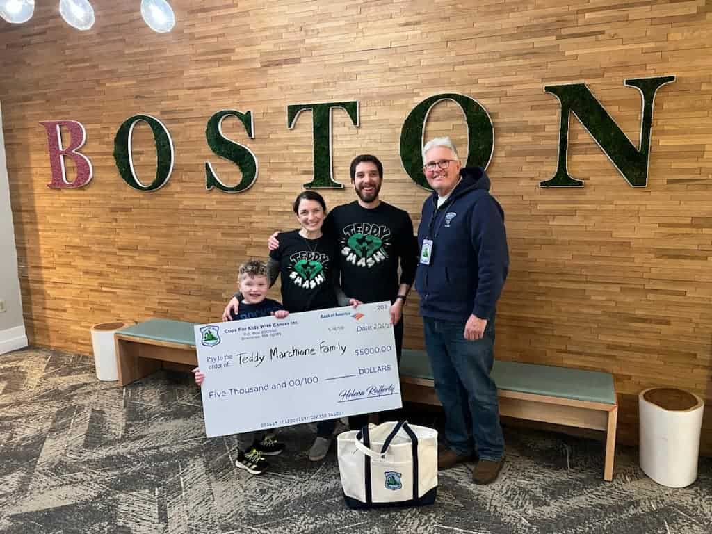 Kevin Calnan of CFKWC, made a donation to Teddy Marchione and his parents Molly & Ryan, of Connecticut.